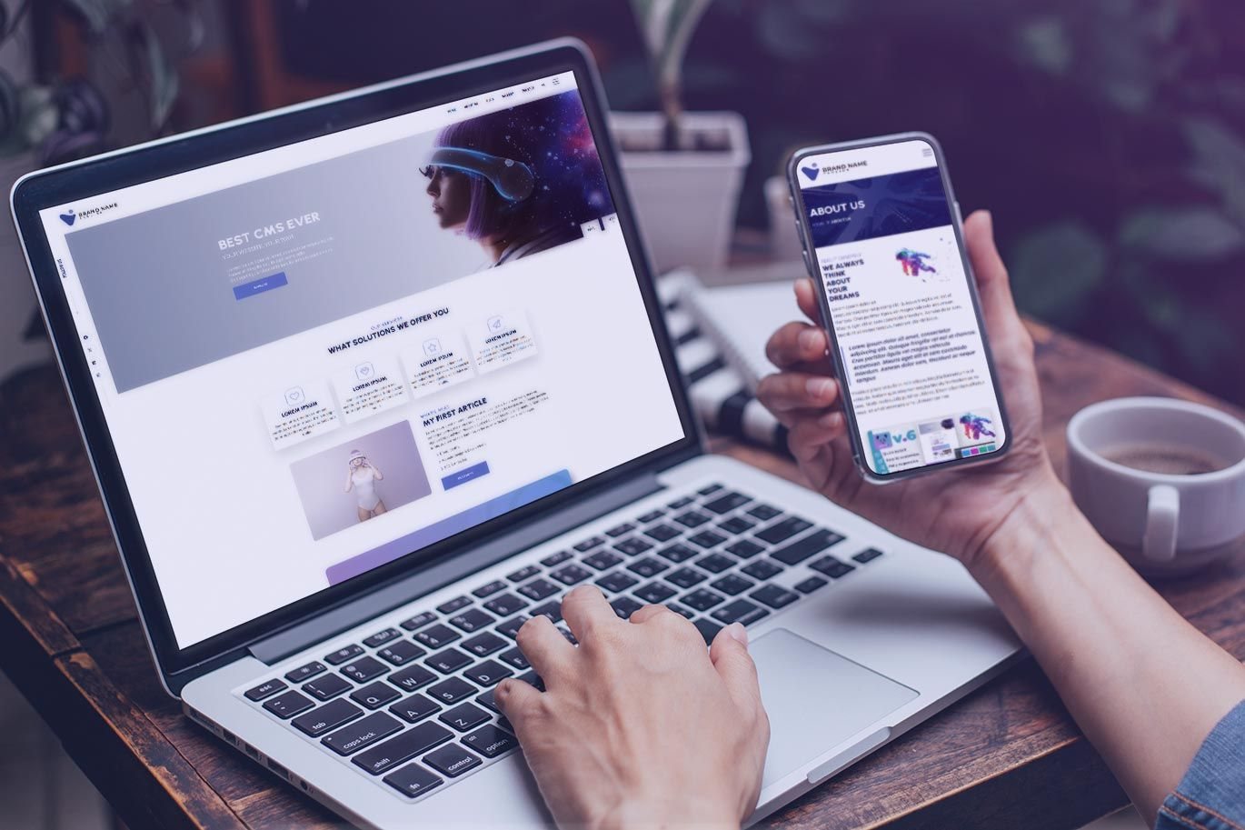 A website on a laptop and on a phone